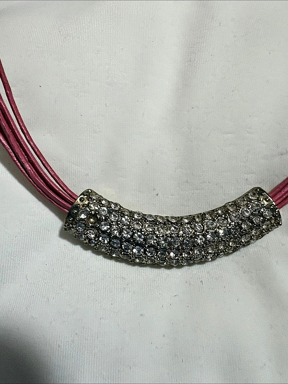 Pink Rhinestone Multi-Strand Necklace